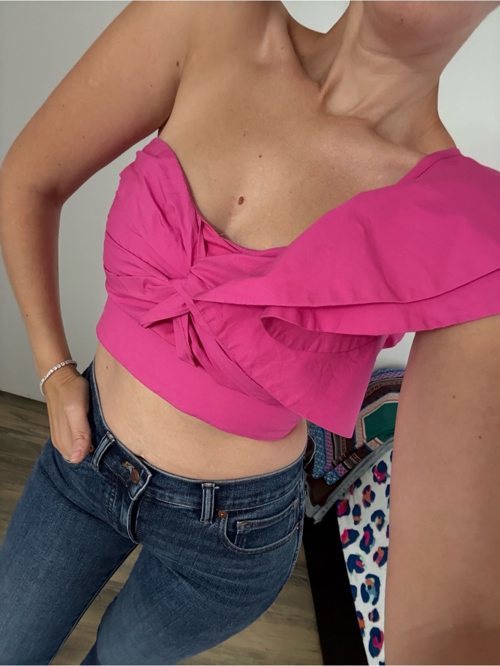 Stylekeepers One Shoulder Fuchsia Top, Size XS
